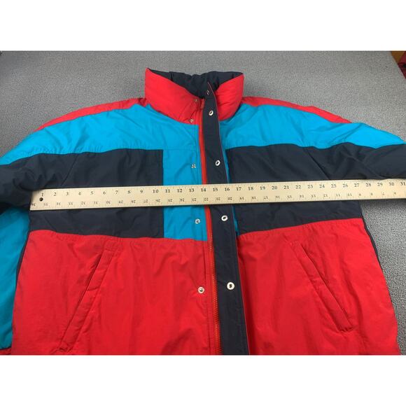 Vintage Profile Mens Extra Large Red Blue Black Ski Puffer Jacket Coat - Picture 5 of 9